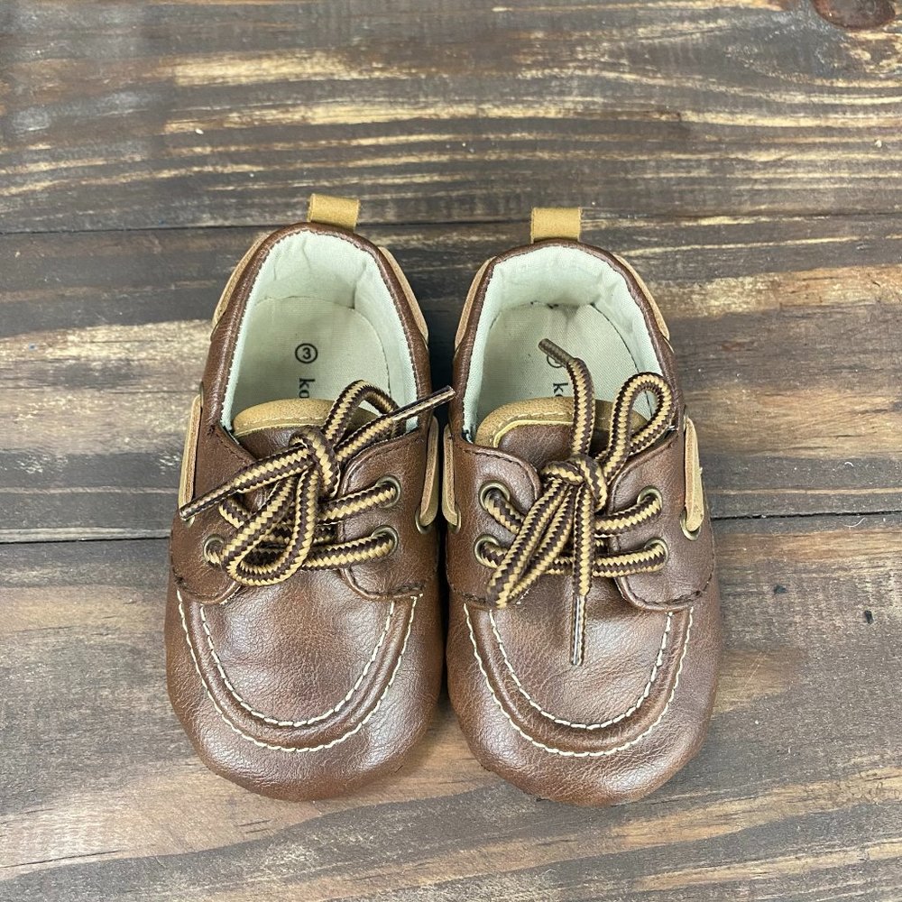 Koala Baby Boys  Size 3 Slip On Brown Boat Shoes